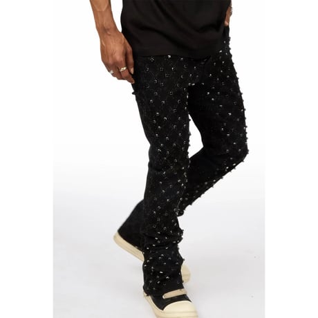 RockStar Original /  Rhinestone Flare denim "BLACK"