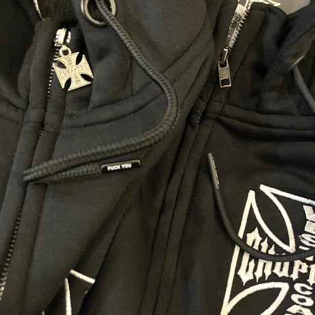 West Coast Choppers/ W.C.C Logo Zip Up Hoodie "BLACK"