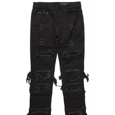 RockStar Original / Damaged Stacked denim "BLACK"