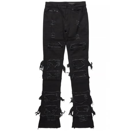 RockStar Original / Damaged Stacked denim "BLACK"