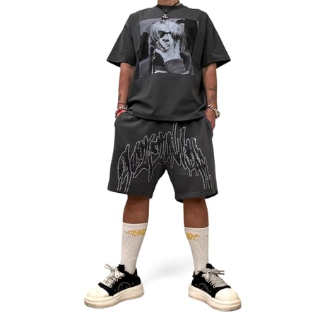 Rhinestone washed Shorts