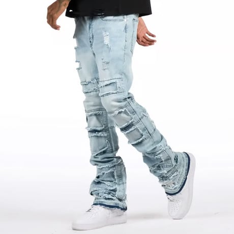 RockStar Original / Damaged Stacked denim "BLUE"