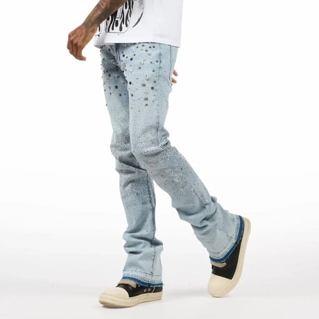 RockStar Original /  Studs Flare denim "BLUE"