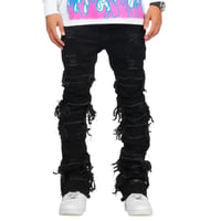 RockStar Original / Damaged Stacked denim "BLACK"