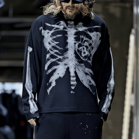 By The R/ Bone  thermal LS Tee "BLACK/CREAM"