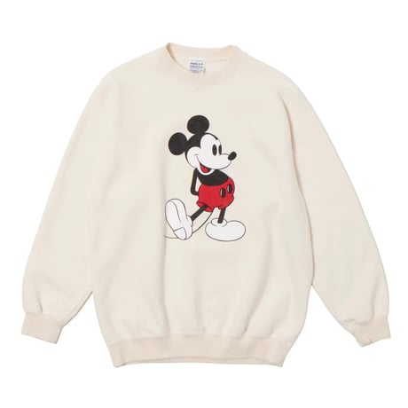 【 WALLA WALLA SPORT 】PRINTED CREW SWEAT / MICKEY MOUSE ( IVORY )
