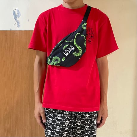 【 LIFE’S A BEACH 】“SNAKE” SMALL WAIST POUCH ( BLACK × GREEN )