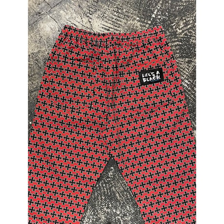 【 LIFE’S A BEACH 】“CROSS” PANTS ( RED × BLACK )