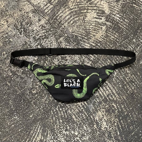 【 LIFE’S A BEACH 】“SNAKE” SMALL WAIST POUCH ( BLACK × GREEN )