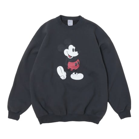 【 WALLA WALLA SPORT 】PRINTED CREW SWEAT / MICKEY MOUSE ( USED BLACK )