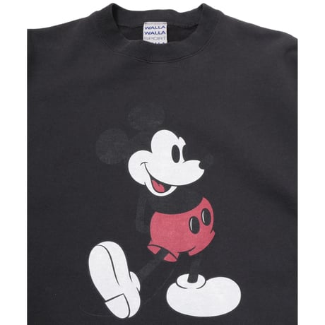 【 WALLA WALLA SPORT 】PRINTED CREW SWEAT / MICKEY MOUSE ( USED BLACK )