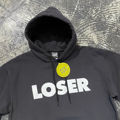 【 SUB POP RECORDS 】“LOSER” HOODED SWEAT SHIRT ( USED BLACK )