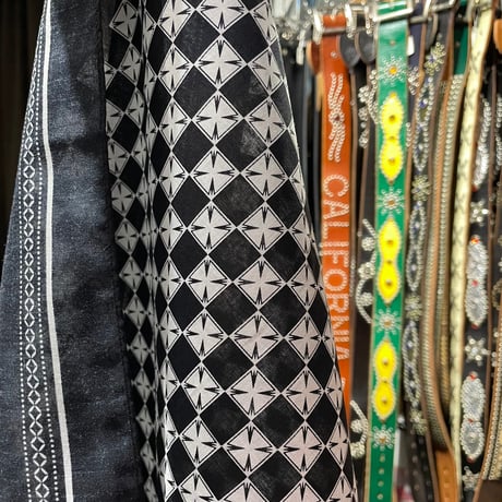 【 LONG SET ORIGINAL 】LSD-147 “CROSS CHECKER” BANDANA ( BLACK × WHITE )