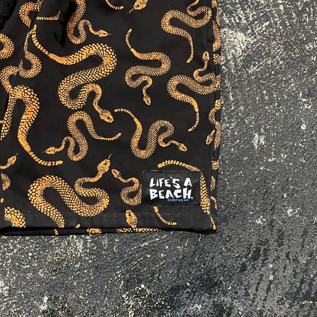 【 LIFE’S A BEACH 】“SNAKE” SHORTS ( BLACK × ORANGE )