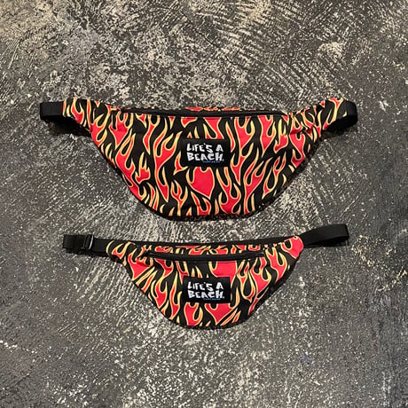 【 LIFE’S A BEACH 】“FLAME” LARGE WAIST POUCH ( BLACK × ORANGE )