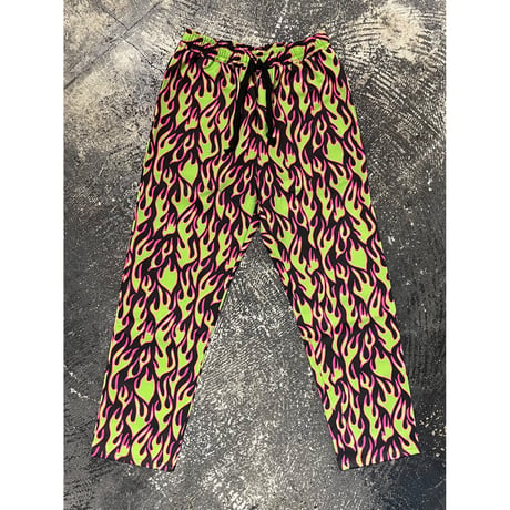 【 LIFE’S A BEACH 】“FLAME” PANTS ( BLACK × GREEN )