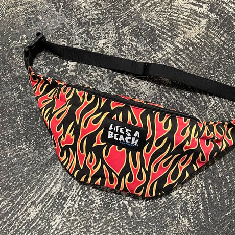 【 LIFE’S A BEACH 】“FLAME” LARGE WAIST POUCH ( BLACK × ORANGE )