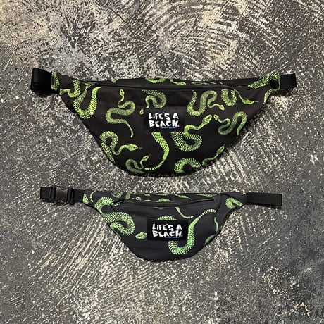 【 LIFE’S A BEACH 】“SNAKE” SMALL WAIST POUCH ( BLACK × GREEN )