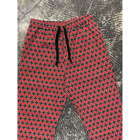 【 LIFE’S A BEACH 】“CROSS” PANTS ( RED × BLACK )