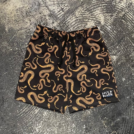 【 LIFE’S A BEACH 】“SNAKE” SHORTS ( BLACK × ORANGE )