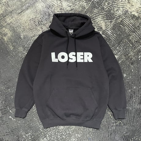 【 SUB POP RECORDS 】“LOSER” HOODED SWEAT SHIRT ( USED BLACK )