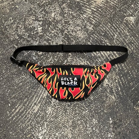 【 LIFE’S A BEACH 】“FLAME” SMALL WAIST POUCH ( BLACK × ORANGE )
