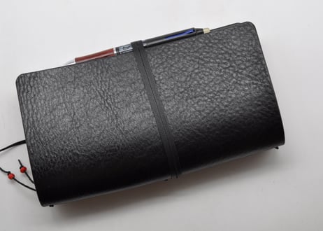 ★送料込み★トラベラーズノートカバー★レギュラーサイズ★姫路レザー　タンニン　シュリンクオイルヌメ(黒)★②