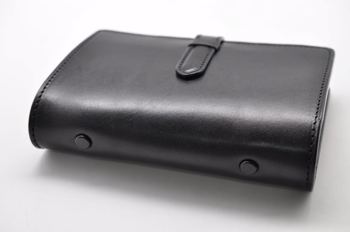 バイブルサイズ手帳（栃木レザー、黒） ☆送料込み☆システム手帳☆バイブルサイズ☆リング20mm☆栃木