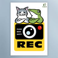 猫とカエルのドライブレコーダーステッカー