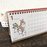 2027　猫とカエルの卓上カレンダー