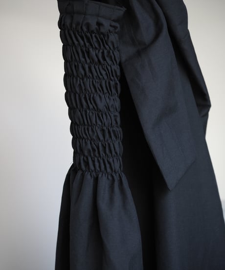 madras check 2way dress -black-