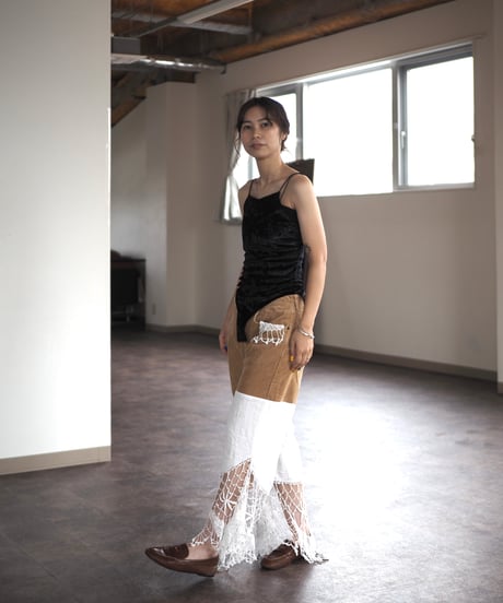 lace corduroy PT brown vintage×Y.A.Acc