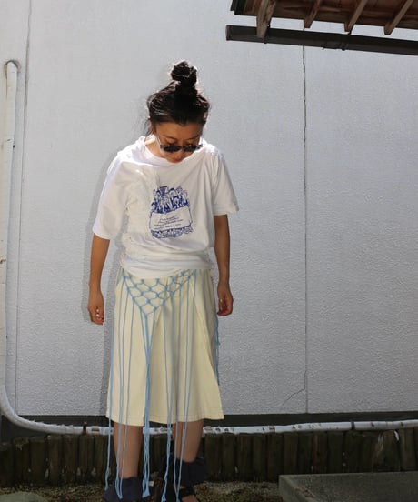 revive shirring Tee  -white-