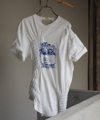 revive shirring Tee  -white-