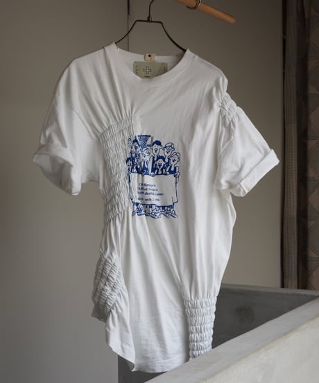 revive shirring Tee  -white-
