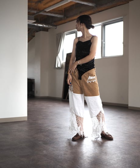 lace corduroy PT brown vintage×Y.A.Acc