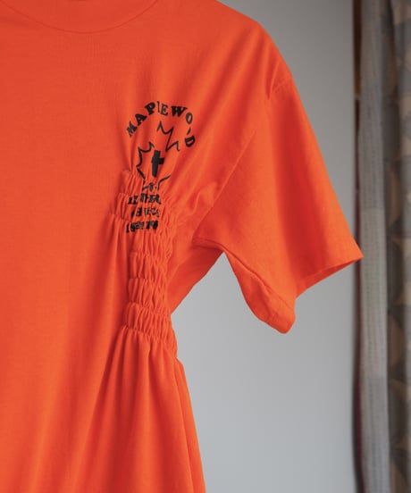 revive shirring Tee  -orange-