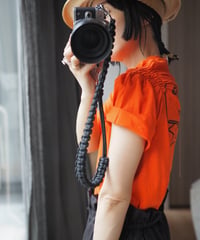 revive shirring Tee  -orange-