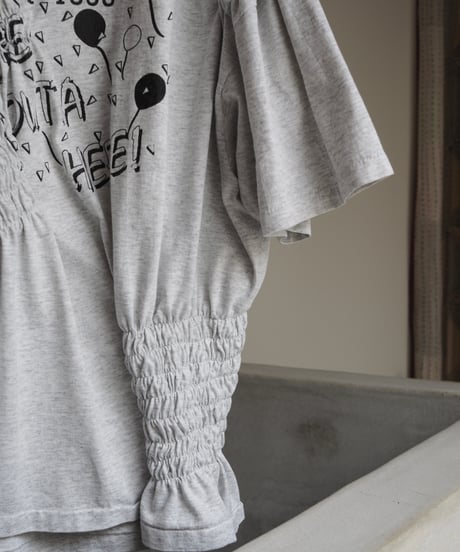 revive shirring Tee  -top gray-