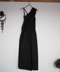 madras check 2way dress -black-
