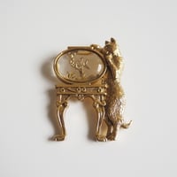 【アメリカ買付】1928 キャット 猫  クリアルーサイト 金魚鉢 ブローチ/ ヴィンテージ・コスチュームジュエリー
