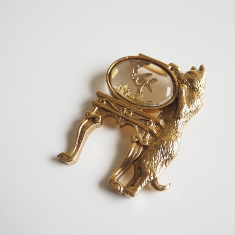 【アメリカ買付】Special price【スペシャルプライス】1928 キャット 猫  クリアルーサイト 金魚鉢 ブローチ/ ヴィンテージ・コスチュームジュエリー