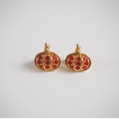 【アメリカ買付】Special price【スペシャルプライス】AVONエイボン パンプキン ラインストーン ピアス / ヴィンテージジュエリー・アクセサリー