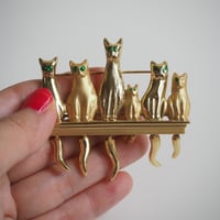 【アメリカ買付】AJC 猫 キャット マットゴールド ブローチ  / ヴィンテージ・コスチュームジュエリー