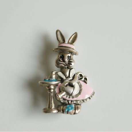 Special price【スペシャルプライス】【アメリカ買付】DANECRAFTダンクラフト  バードバス ラビット エナメル ブローチ / ヴィンテージ・コスチュームジュエリー