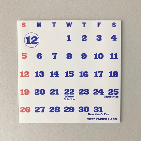 PAPIER LABO. 2027 WALL CALENDAR