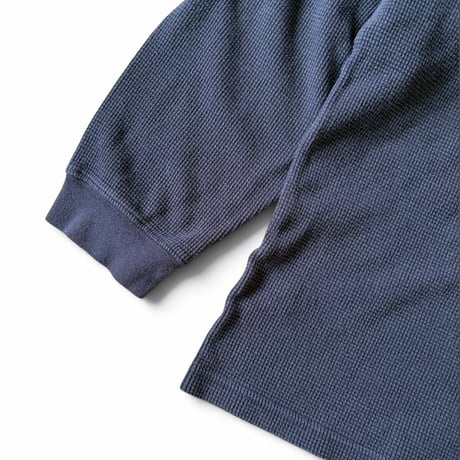 Made in USA / 90's Eddie Bauer / Henley Neck Waffle LS / Navy L / Used