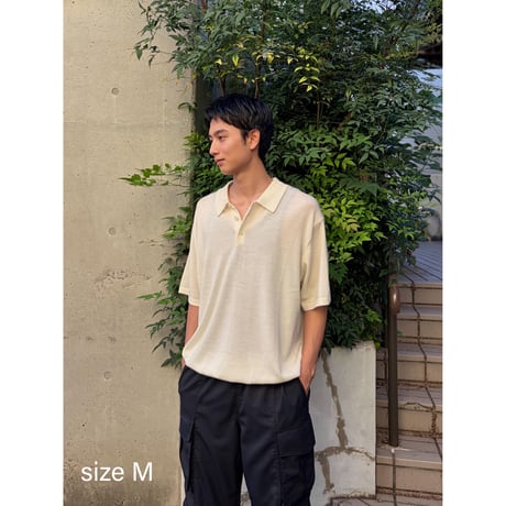Eddie Bauer × Men's Fudge × Color at Against / Merino Wool Knit Polo / Ivory