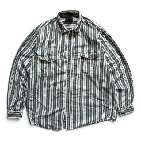 80's Eddie Bauer / Striped Field Shirt / XL / Used
