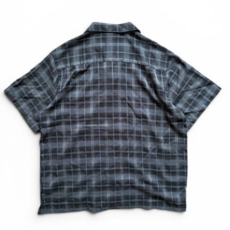 HAGGAR / Plaid Open Collared Shirt / Black XL / Used